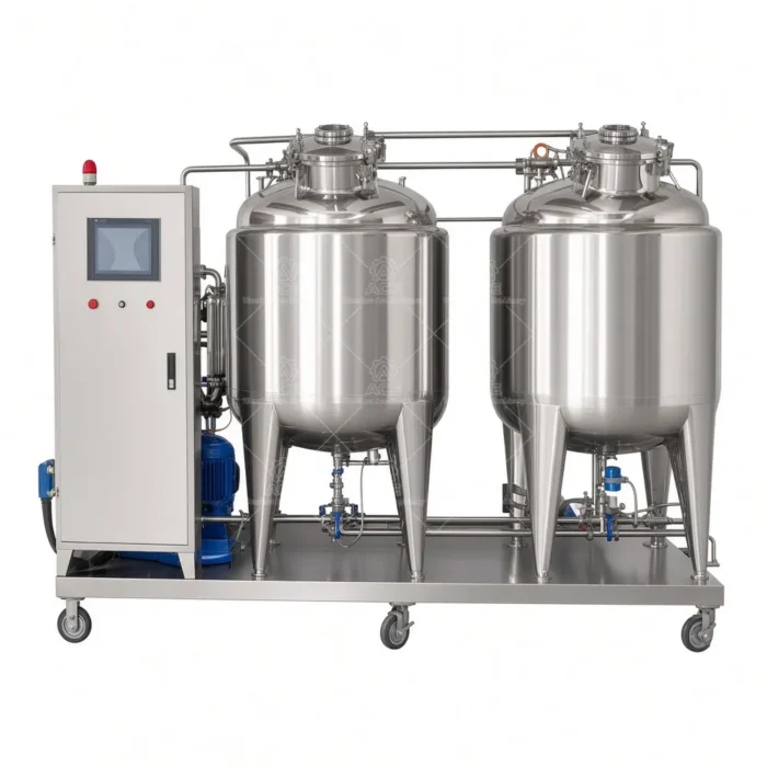 300L Movable Stainless Steel Dual Tank CIP System with Motor Washer Pump - Image 3