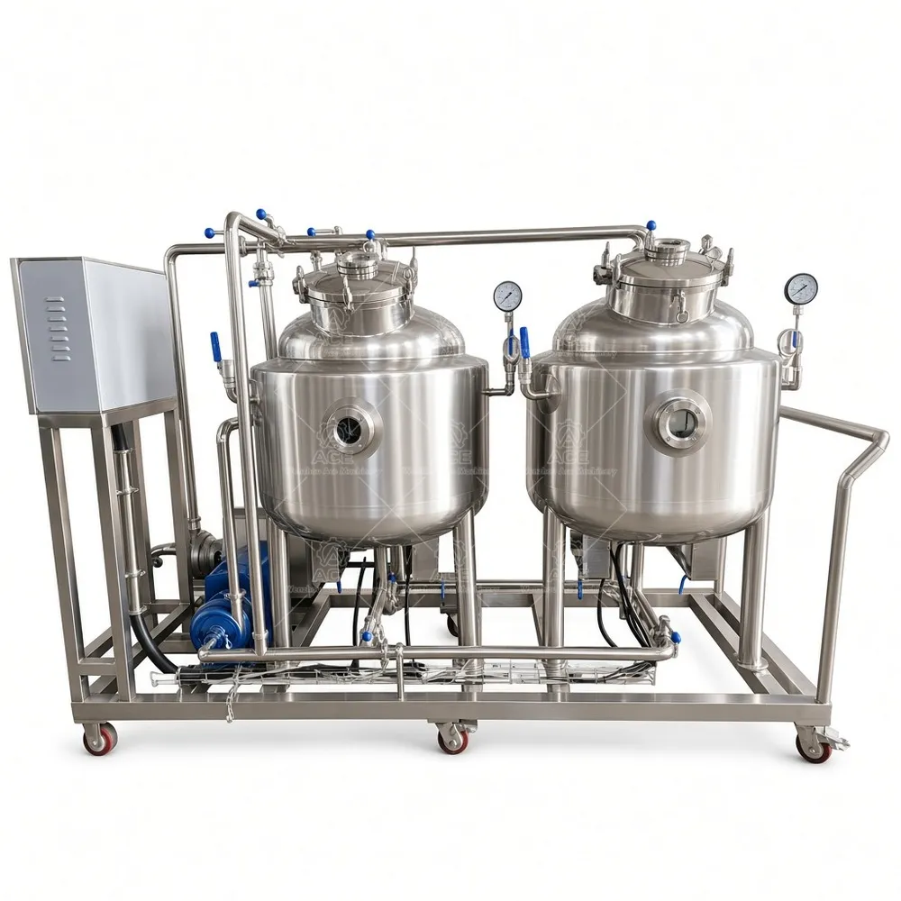 200L Manual CIP Cleaning Cart, 304 Stainless Tank & Pump