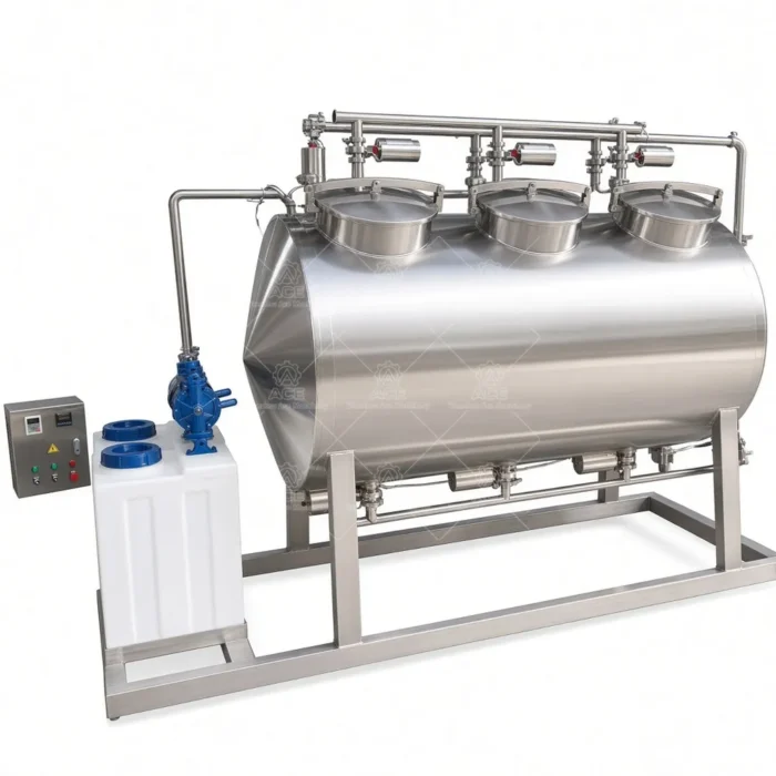 300L Stainless Steel Dual-Tank Movable CIP System with Pump and Washer - Image 2