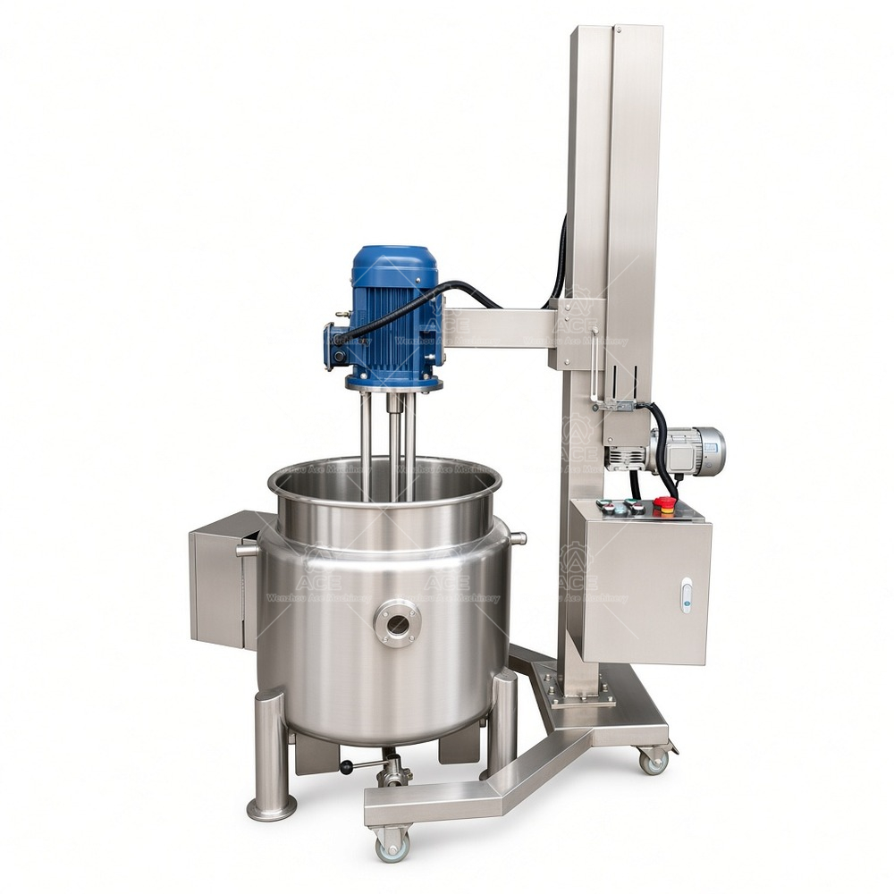 Mobile Lift High Shear Emulsifier Mixer for Shower Gel Face Cream Sauce