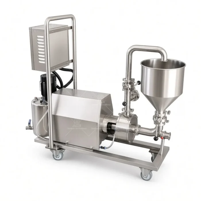 Pompa emulsificante ad alto taglio da 5,5KW con rotore-statore a tre stadi, camicia riscaldante, acciaio inox 304, per alta viscosità - immagine 2